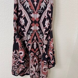 Peruvian Connection Black and Red Geometric Midi Skirt